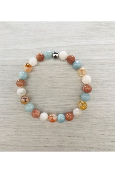 MK tasarım Real; Moonstone, Sunstone, Blue Quartz, Citrine Stone Bracelet Mkt065