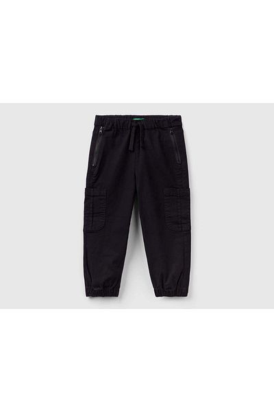United Colors of Benetton Boys' Cotton Stretch Pants with Zipper Pockets