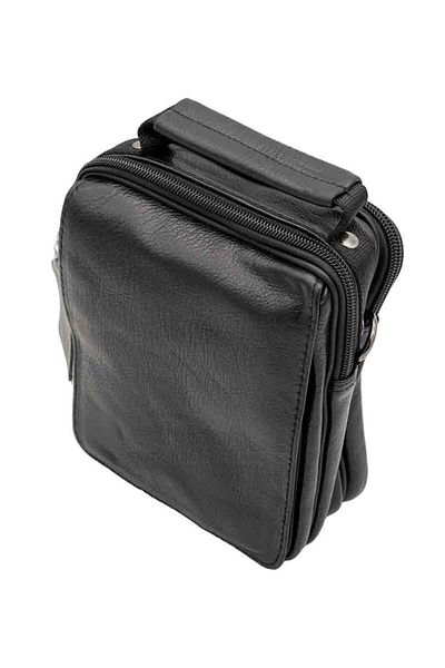 Micutz Men's Shoulder Bag / Belt Genuine Leather 17 cm x 15 cm x 6 cm, Black, Brown, Color Black