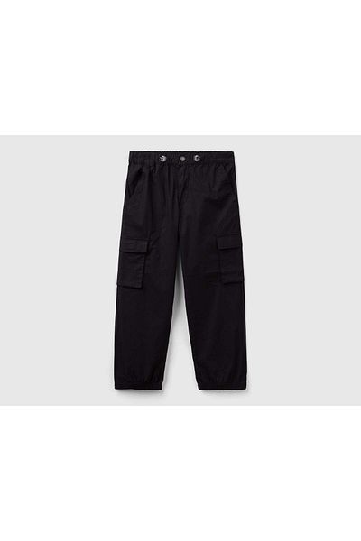 United Colors of Benetton Kids' Plain Cotton Stretch Parachute Pants