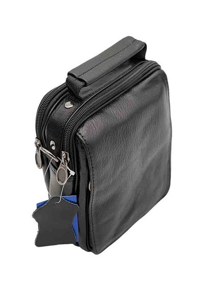 Micutz Men's Shoulder Bag / Belt Genuine Leather 17 cm x 15 cm x 6 cm, Black, Brown, Color Black