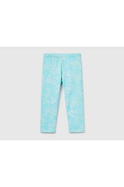 United Colors of Benetton Kids' Three-Quarter Leaf Print Leggings