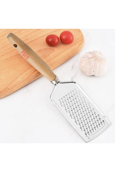 PUFO Răzătoare metalică ideală pentru ghimbir, usturoi, hrean, cu mâner din lemn, 25 cm