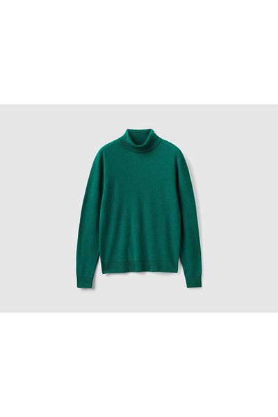 United Colors of Benetton Womens' Cream Merino Wool High Neck Sweater