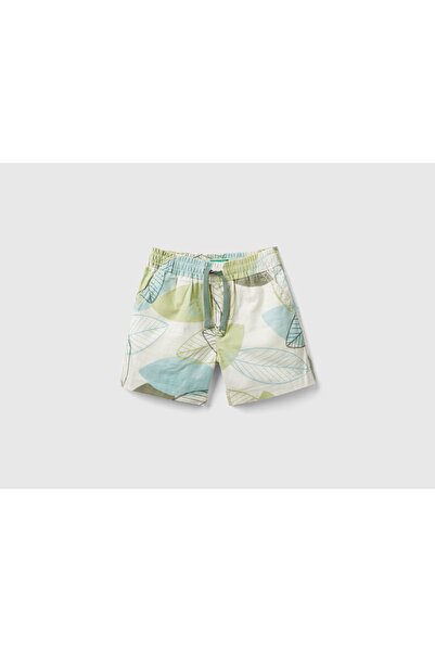 United Colors of Benetton Printed Back Tie Boys Shorts with Embroidery