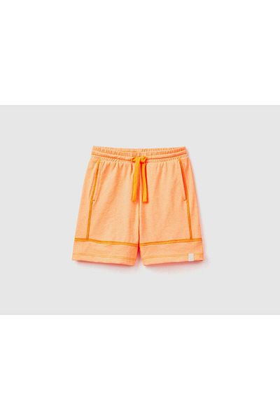 United Colors of Benetton Girls' Fabric Shorts with High Waist and Pockets