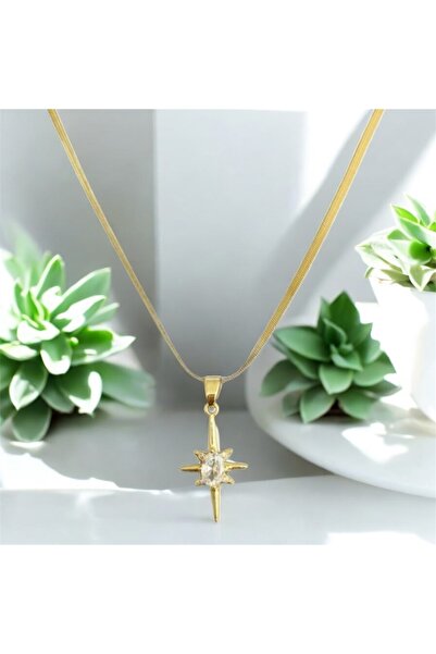 stainless steell TuelaTaki / 14 Ayar Altın Kaplama İnce İtalyan zincir Ve Kut...