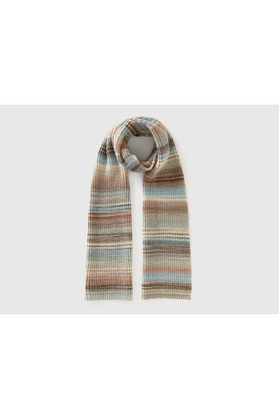 United Colors of Benetton Colorful Striped Wool Blend Scarf