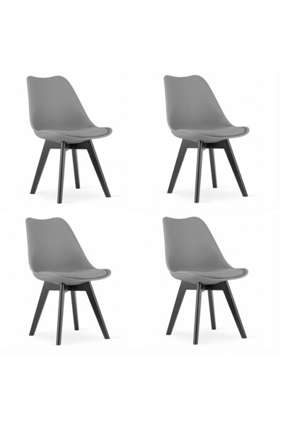 JollyMag Set 4 scaune bucatarie/living, Artool, Mark, PP, lemn, grafit si negru, 49x55.5x82.5 cm