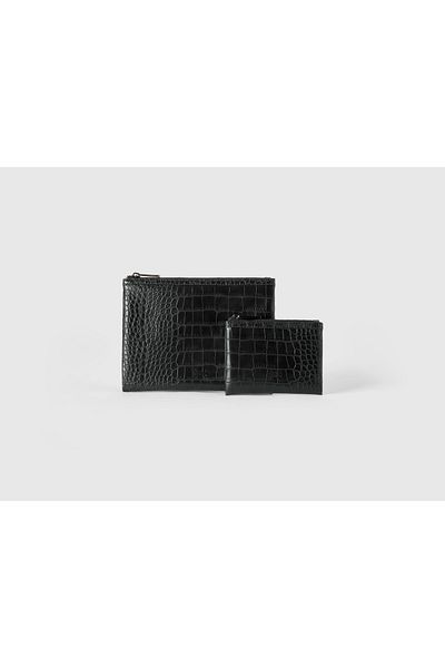 United Colors of Benetton Women’s Black Crocodile Print Handbags