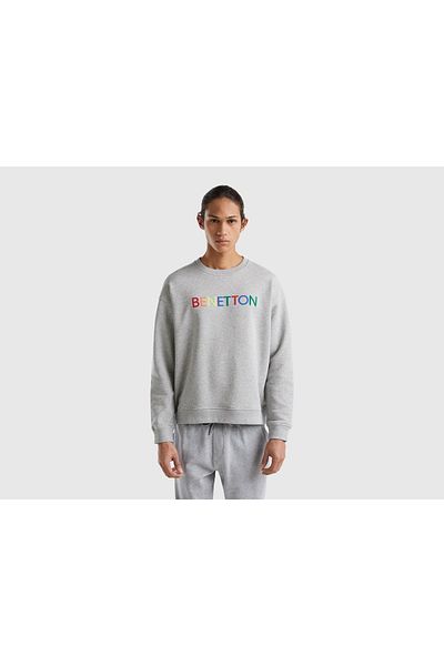 United Colors of Benetton Women's Crew Neck Sweatshirt with Logo Print