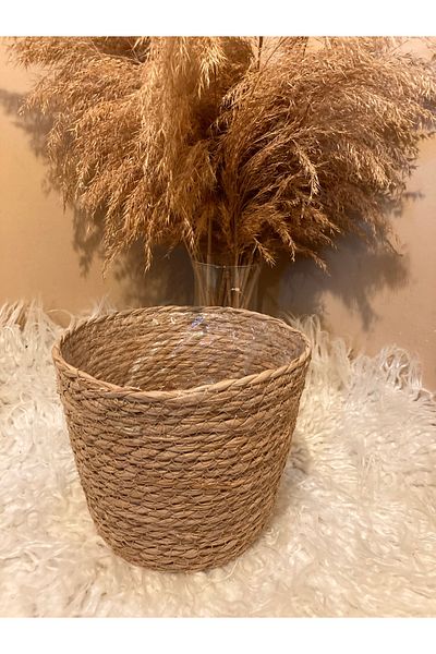 Paganca V-Shaped Straw Thick Knitted Flower Pot with Inner Bag Largest Size