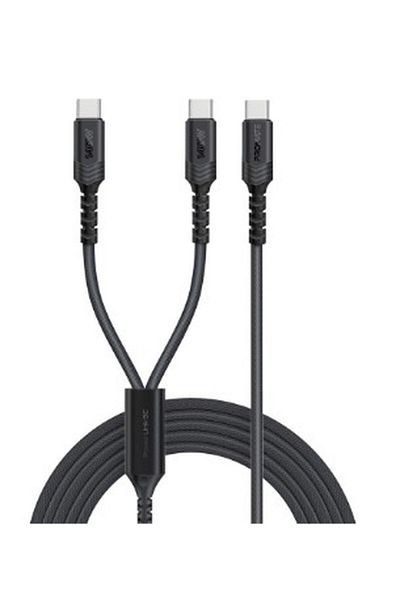 Promate Dual-braided USB-C™ to USB-C charging cable, delivers high-speed charging up to 140W