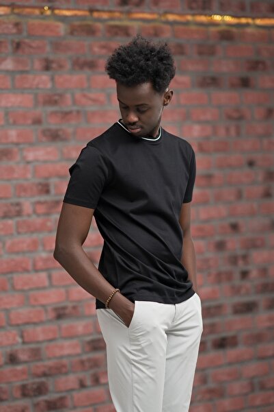 nehir by ahmet fulker Μπλουζάκι με λαιμόκοψη Mercerized βαμβακερό λεπτό ύφασμα κανονική εφαρμογή