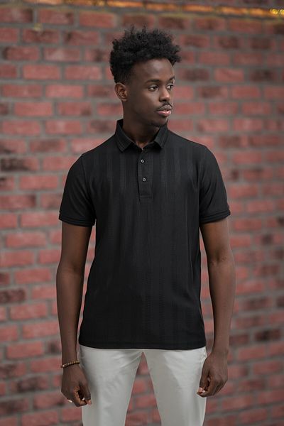 ADVANTE Tricou cu gât polo cu dungi din Lycra cu croiala normală