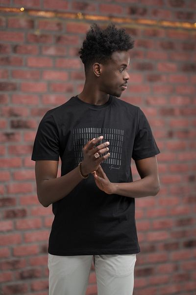 ADVANTE Slim Fit βαμβακερό μπλουζάκι με στάμπα μπροστά με λαιμόκοψη