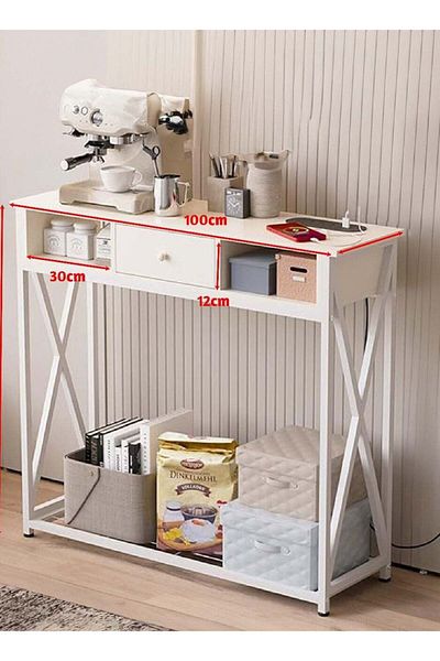 AGD Entryway Console Table with Cabinet, Distinctive Table for Living Room Bedroom 100x30x90cm with