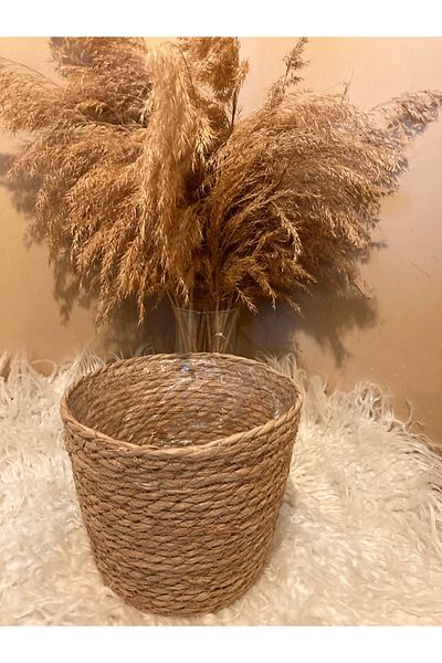 Paganca V-Shaped Straw Thick Knitted Flower Pot with Inner Bag Largest Size