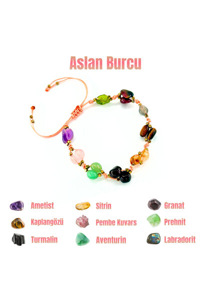 ŞUFAYS Aslan Burcu Makrome Doğal Taş Bileklik