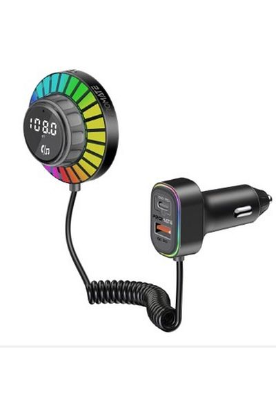 Promate Bluetooth FM Transmitter with 30W PD Super Fast Charging via USB-C Port, 18W QC3.0 Port