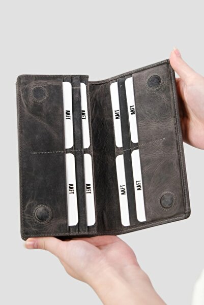 SANATE COLLECTION Hakiki Deri Unisex Telefon Bölmeli Cüzdan – Mıknatıslı, Kişiye Özel İsim Yazılır