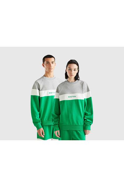 United Colors of Benetton سويت شيرت للجنسين باللون الأزرق الداكن والأصفر