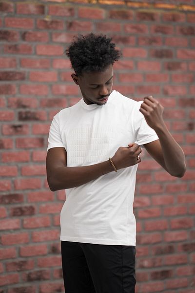ADVANTE Тениска с принт от памук и кръгло деколте Slim Fit