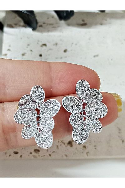 mos&more Silver Leaves Small Women's Earrings