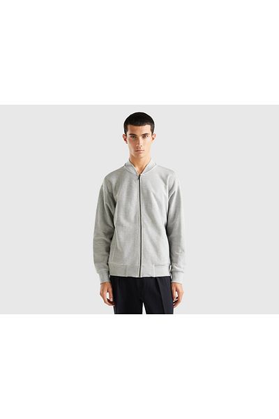 United Colors of Benetton Men's Long Sleeve Zip-Up Sweatshirt Without Collar