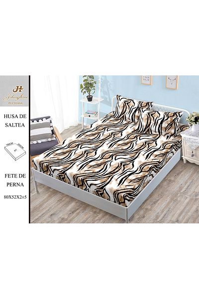 FIONNA.RO Satin Cotton Elastic Pillowcase and Pillowcases 180x200cm - Animal Print