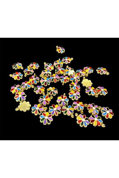 yiğit aksesuar Does Not Darken Colorful Daisy Model Necklace Bracelet Anklet Tip 10 Pieces