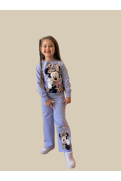 LİLLYPİCCA Girls' 2-Piece Set Character Patterned Sweatshirt and Wide Leg Pants