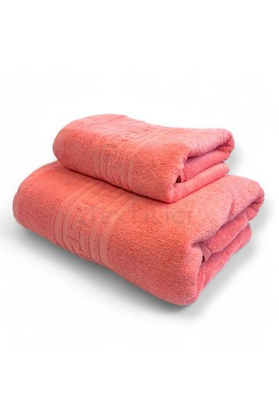 TextiLici Set 2 Bath Towels 100% Cotton Premium Quality, 50x90 cm, 70x140 cm, Pink