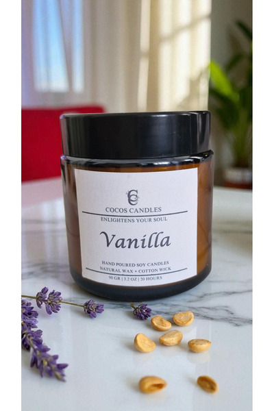 COCOS CANDLES Vanilya Esanslı Doğal Soya Mum – Meditasyon ve Aromaterapi – Am...