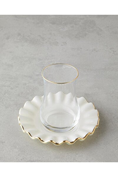English Home Lustre Cam 8 Parça 4 Kişilik Çay Seti 170 Ml Krem-gold