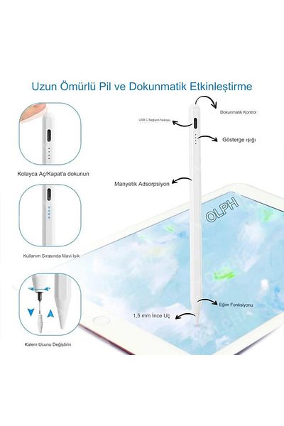 gökmer iPad Pencil iPad 11-10-9-8-7-6 iPad Air 6-5-4-3 Compatible Palm Non-Sensing Tablet Pen