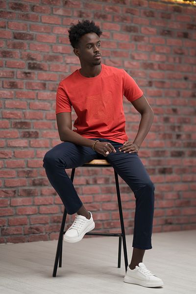AKÇAYLAR Slim Fit Cotton Front Printed Crew Neck T-Shirt