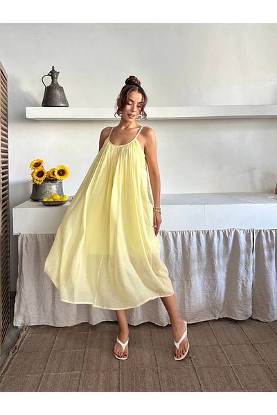S&A Collectionn Women's Thin Strap Loose Cut Lined Knee Length Midiboy Tulle Dress