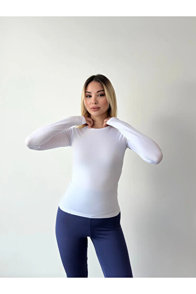 jeneric Ultra Soft Round Neck Long Sleeve Blouse White