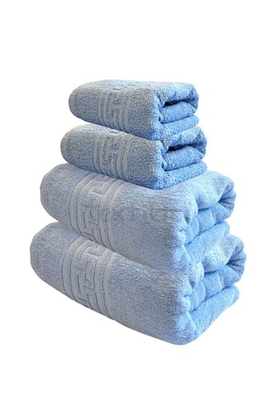 TextiLici Set 4 Bath Towels, 100% Cotton, 50X90 cm, 70X140 cm, TextiLici, Blue