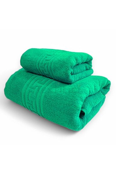 TextiLici Set 2 Bath Towels, 100% Premium Cotton, 50x90 cm, 70x140 cm, TextiLici, Light Green