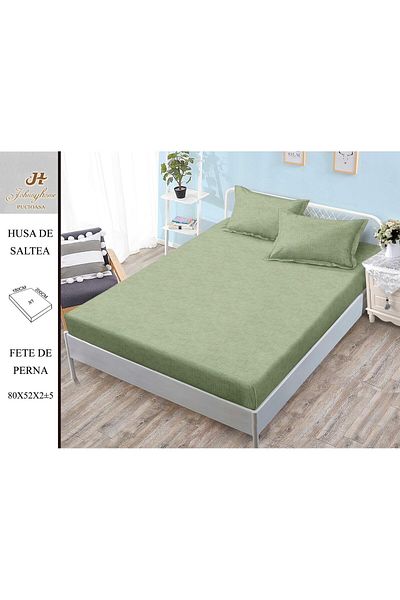 FIONNA.RO Satin Cotton Elasticated Pillowcase 180x200cm - UNI Green