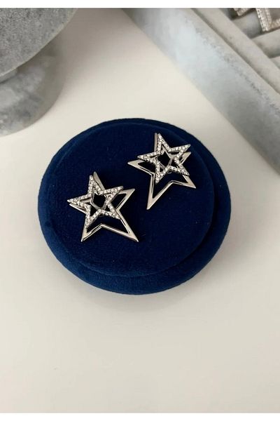 XUPING JEWELRY Xuping Three-Dimensional Silver Color Star Steel Earring
