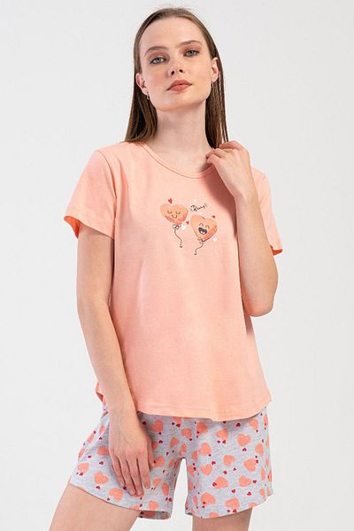 VİENETTA Women's Short Sleeve Shorts Pajamas Set, 408092