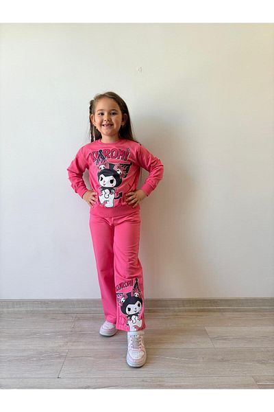 LİLLYPİCCA Girls' 2-Piece Set Character Patterned Sweatshirt and Wide Leg Pants