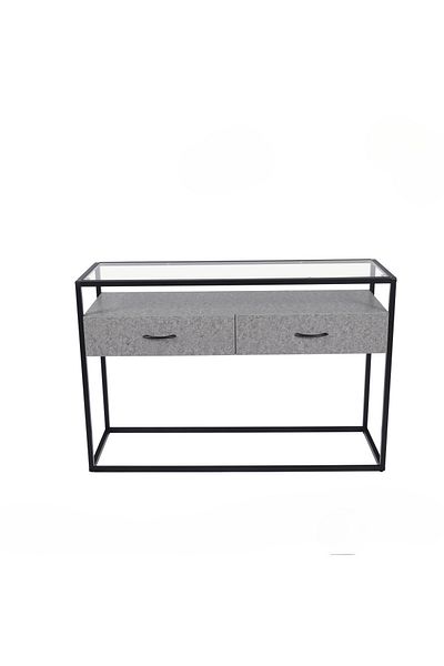 DEC4 Wooden console with gray glass