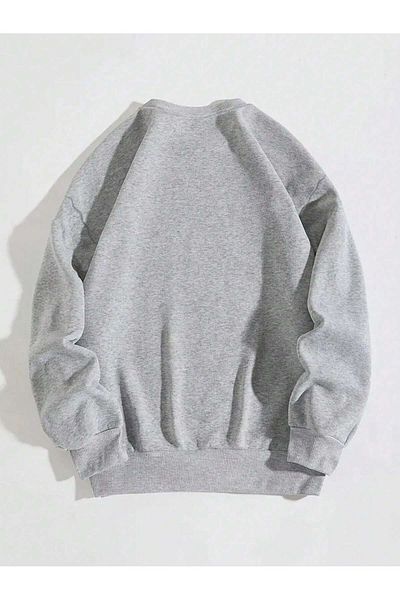 Boi Φούτερ με κορδέλα Cherry - Γκρι εμπριμέ Oversize Φούτερ Crew Neck