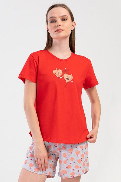 VİENETTA Women's Short Sleeve Shorts Pajamas Set, 408092