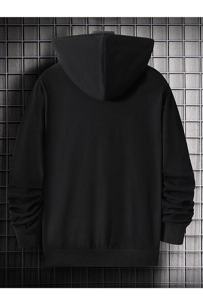 Boi Κονσόλα παιχνιδιών με στάμπα Unisex Oversize Μαύρη κουκούλα καγκουρό φούτερ