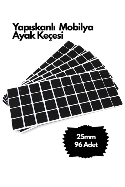 Kacar Siyah Kare Yapışkanlı Mobilya Masa Sandalye Zemin Ayak Koruyucu Kaydırm...